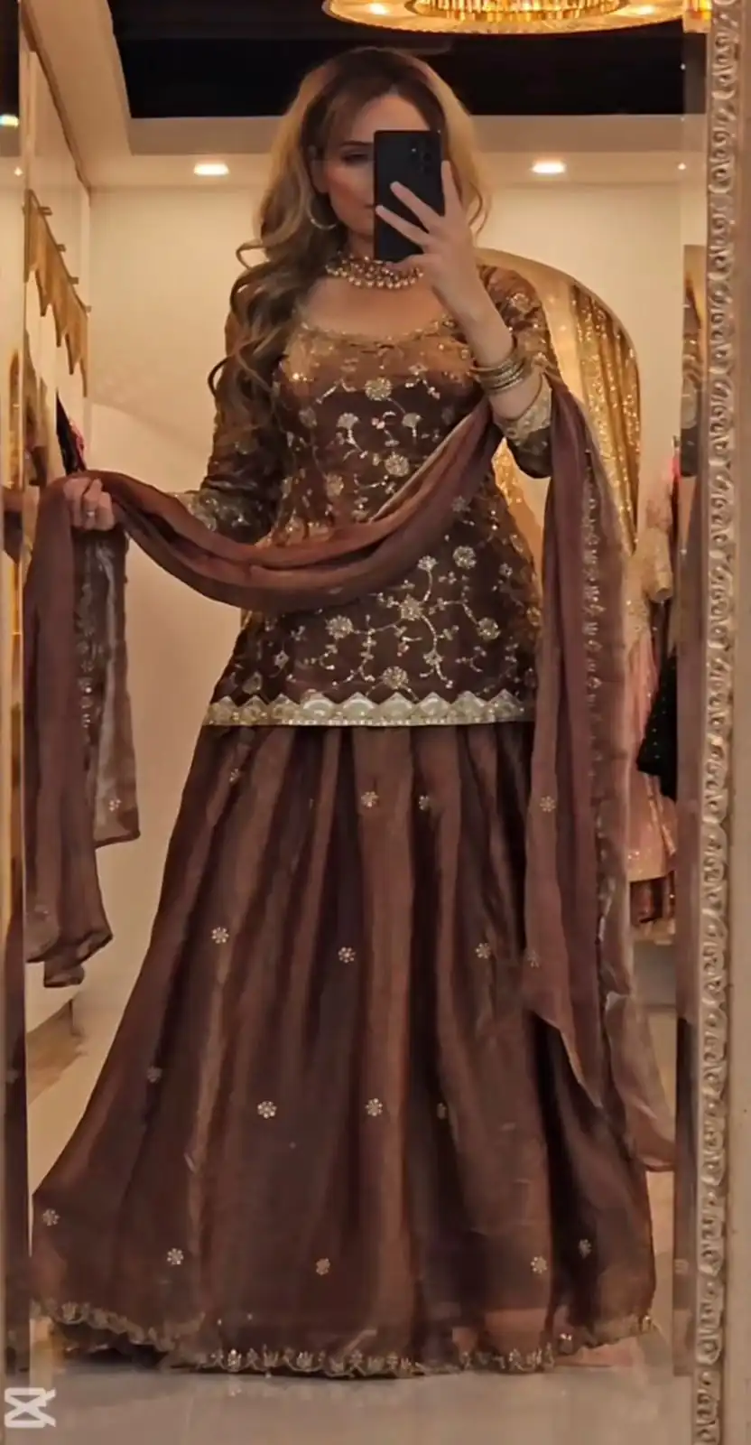 Attractive Brown Fandy Silk Sequence Work Lehenga Choli