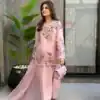Classic Pink Organza Embroidery Work Salwar Suit
