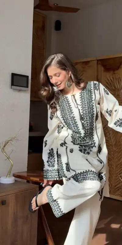 Cool White Rayon Butti Silk Embroidery Work Salwar Suit