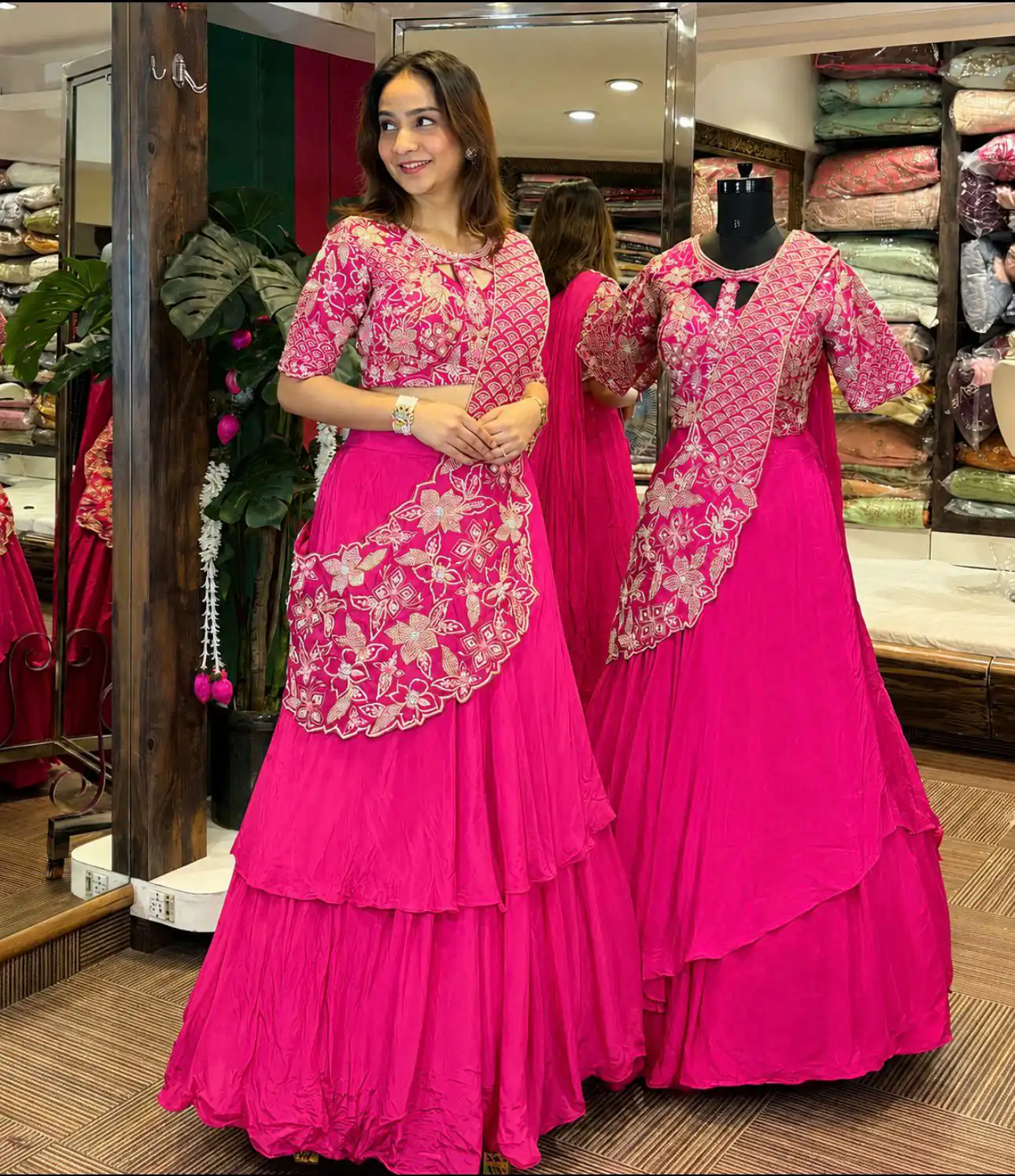 Lovely Black French Crape Embroidery Work Saree