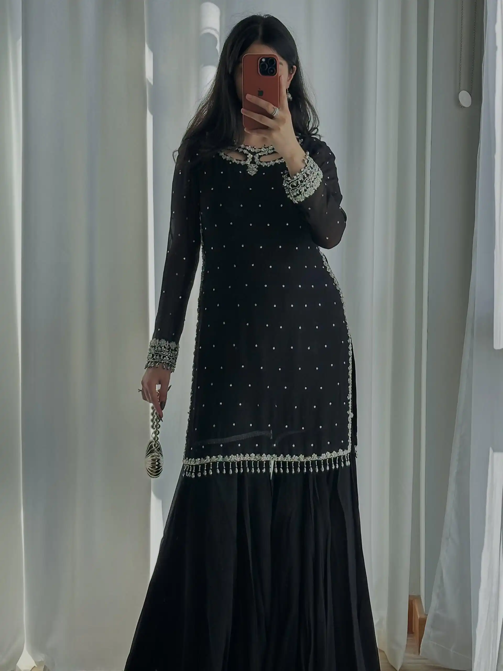 Perfect Black Faux Georgette Embroidery Work Salwar Suit