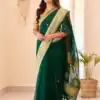 Perfect Green Soft Lilan Slab Jacquard Work Saree