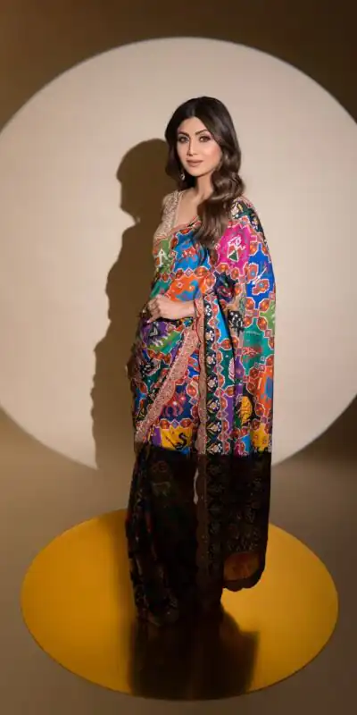 Pretty Multi Georgette Embroidery Sequins Work Saree