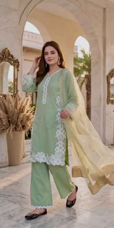 Pretty Pista Natural Silk Embroidery Work Salwar Suit