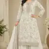 Pretty White Chinon Embroidery Multi Work Salwar Suit