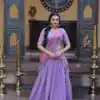 Solid Lavender Cosmos Silk Zari Embroidery Work Lehenga Choli