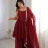 Super Maroon Crunchy Silk Zarkhand Work Salwar Suit