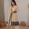 Unique Chiku Faux Georgette Embroidery Work Salwar Suit