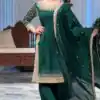 Unique Green Natural Crepe Embroidery Work Salwar Suit