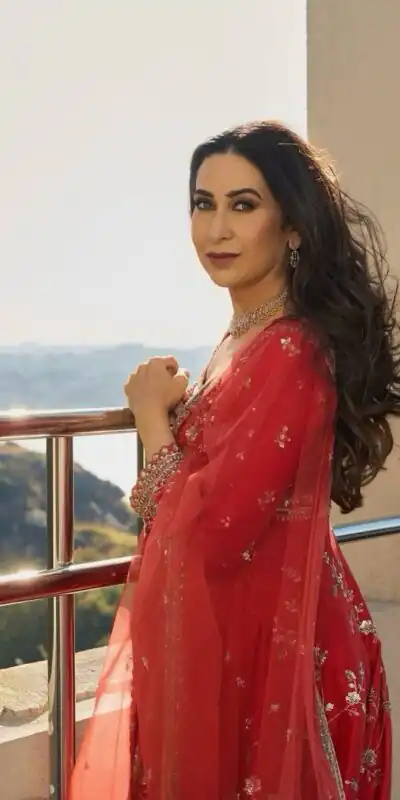 Attractive Red Georgette Embroidery Work Gown