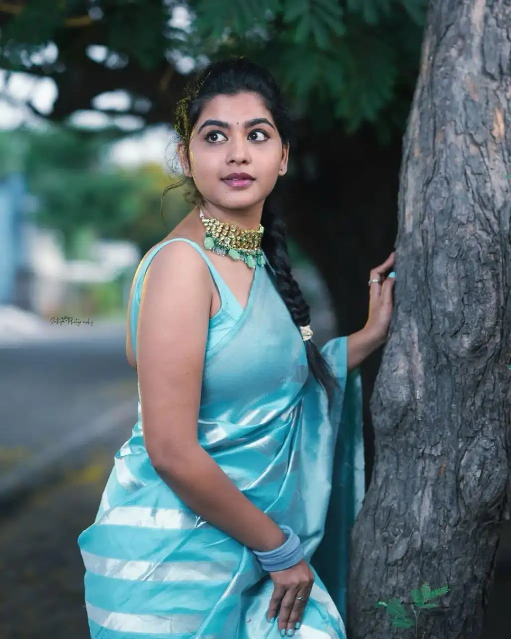 Attractive Sky Blue Soft Lichi Silk Jacquard Work Saree