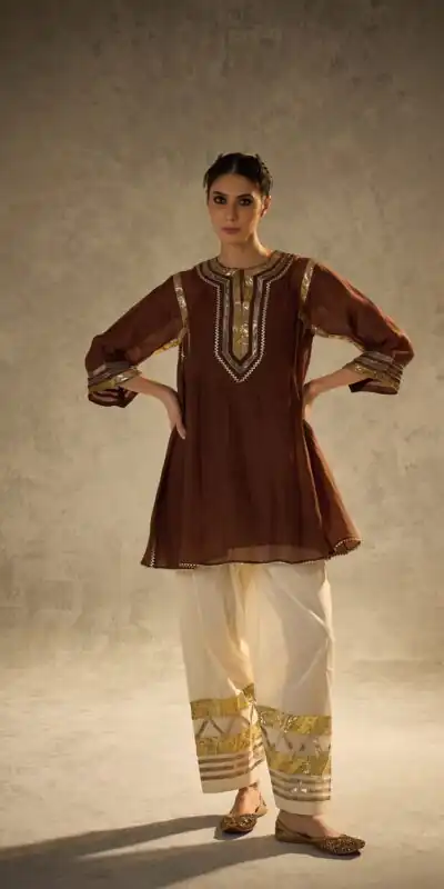 Beautiful Rust Chinon With Gotta Patti Work Salwar Suit