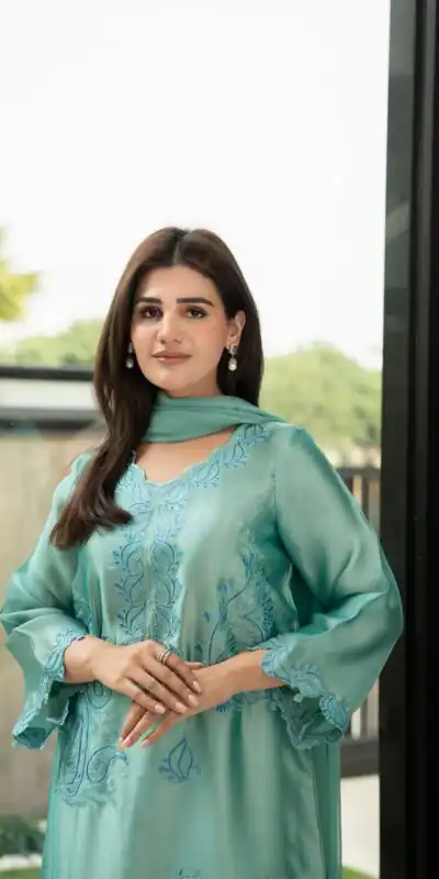 Classic Sea Green Rayon Embroidery Work Salwar Suit