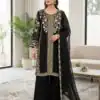Cool Black Roman Sequins Embroidery Work Salwar Suit