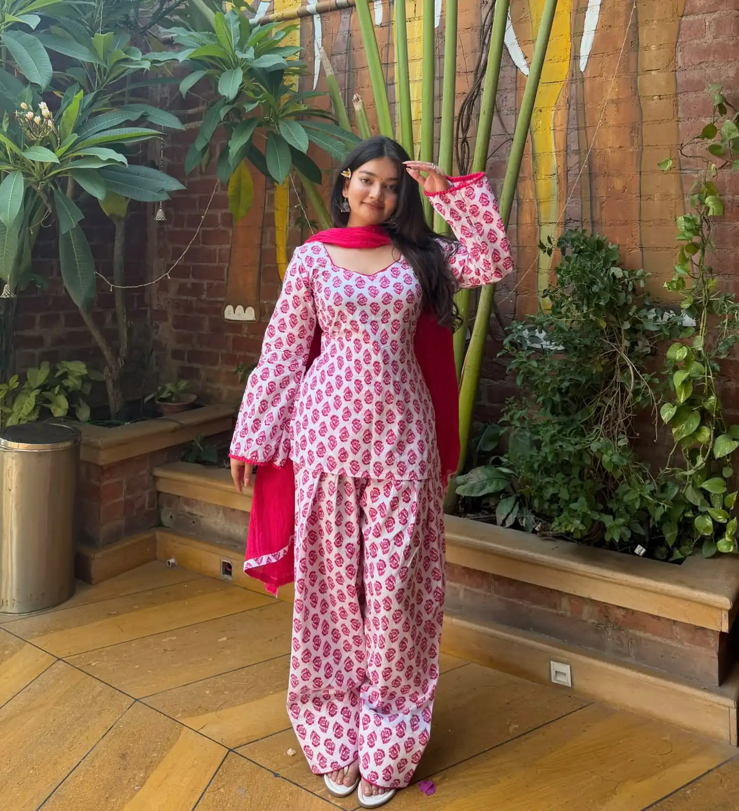 Fancy Pink Cambric Cotton Printed Salwar Suit