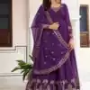 Fancy Purple Faux Georgette Sequence Work Anarkali Suit
