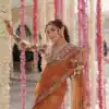 Magical Mustered Butterfly Net Embroidery Work Saree