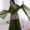 Nice Green Pure Fendy Silk With Embroidery Salwar Suit