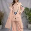 Nice Peach Soft Organza Embroidery Cut Work Gown