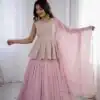 Nice Pink Faux Georgette Silk ⁠Embroidery Work Lehenga Choli