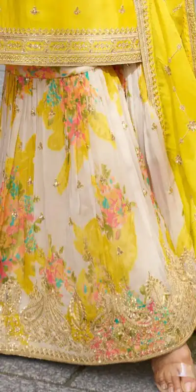 Perfect Yellow Chinon Silk Embroidery Salwar Suit
