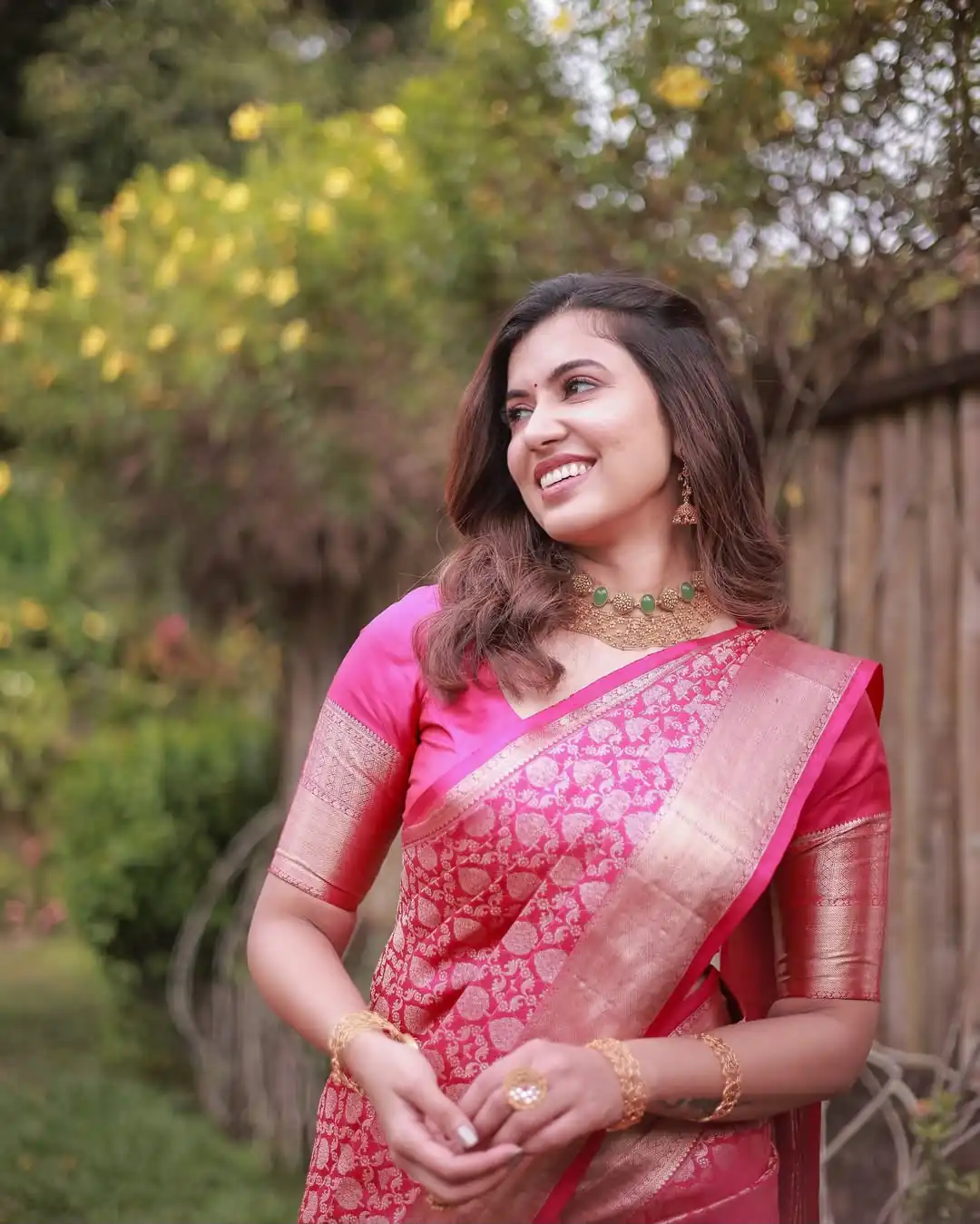 Pretty Gajri Soft Lichi Silk All Over Work Saree