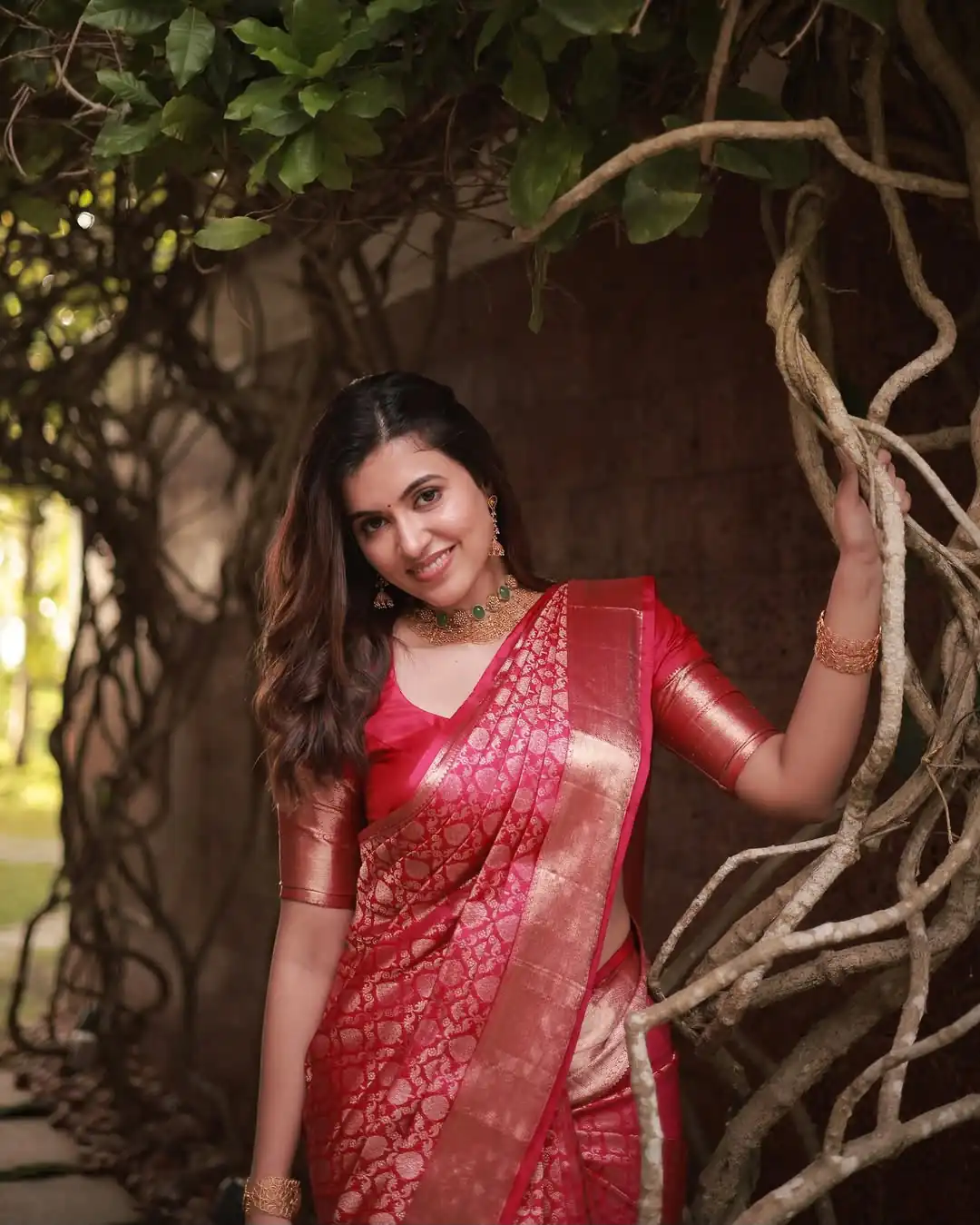 Pretty Gajri Soft Lichi Silk All Over Work Saree