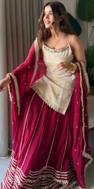 Pretty Maroon Fendy Silk Real Mirror Work Lehenga Choli