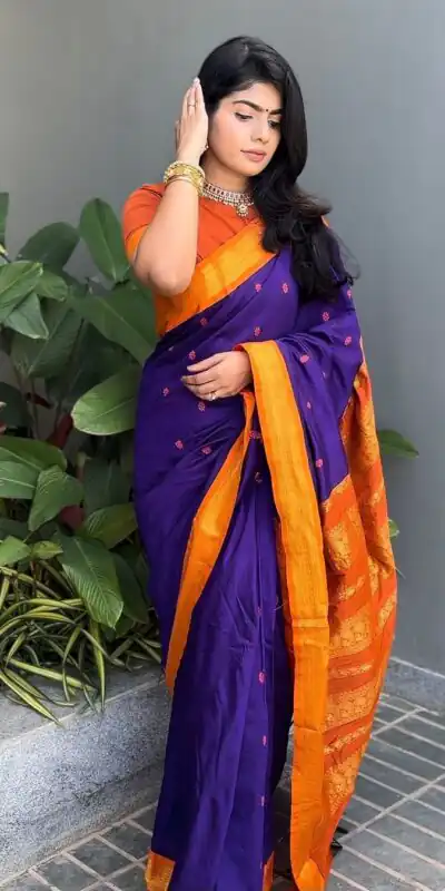 Pretty Royal Blue Lichi Silk Jacquard Border Work Saree