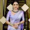 Shiny Lavender Soft Lichi Silk Jacquard Lace Work Saree