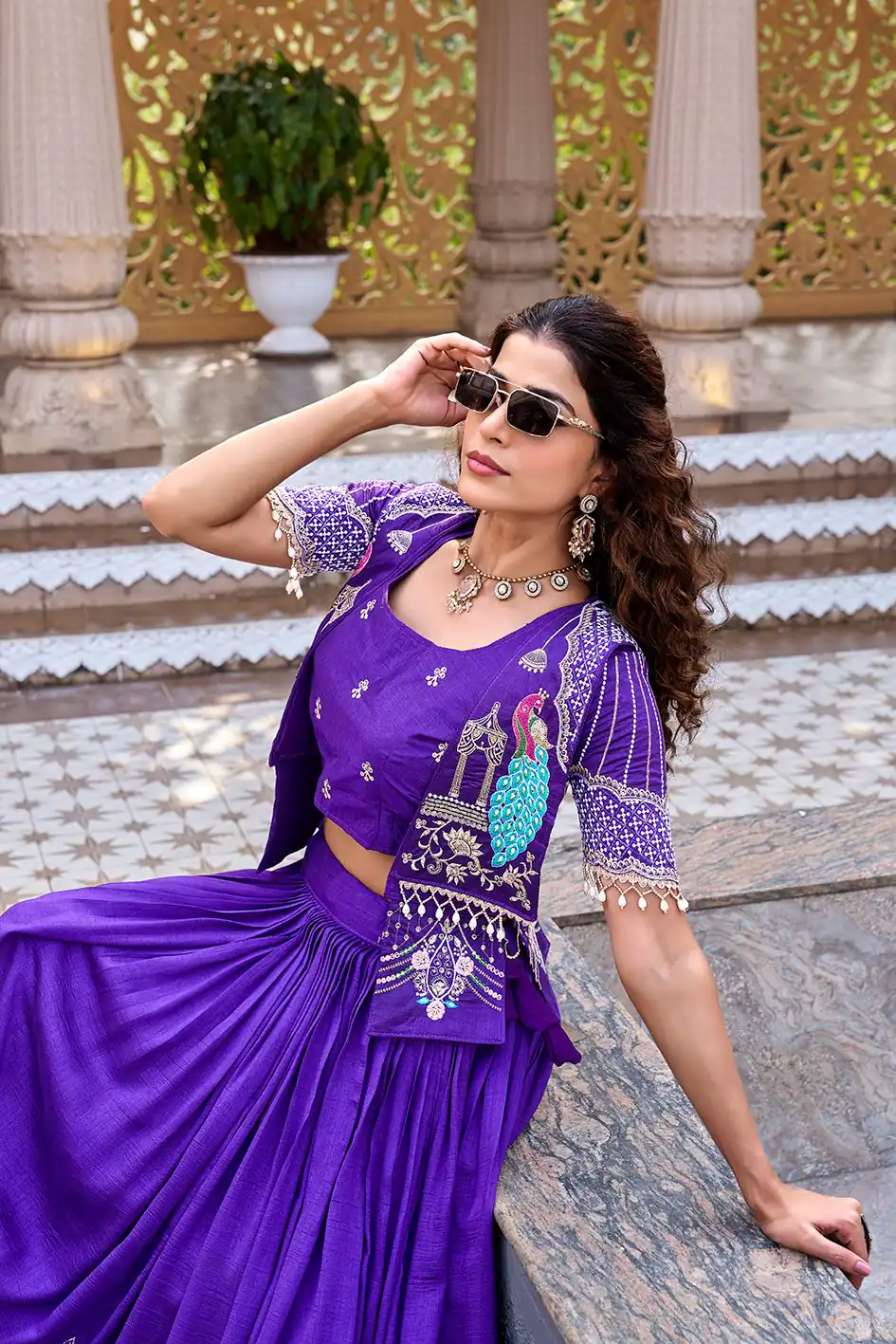 Special Purple Vichitra Embroidery Work Lehenga Choli