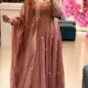 Stunning Peach Crunchy Silk Embroider Work Gown