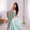 Stylist Sky Blue Banglory Silk Embroider Work Dhoti Suit