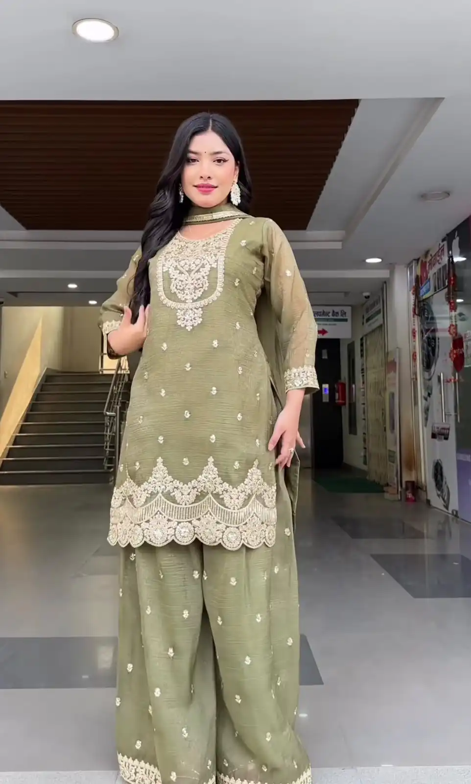 Super Pista Crunchy Silk Embroidery Work Salwar Suit