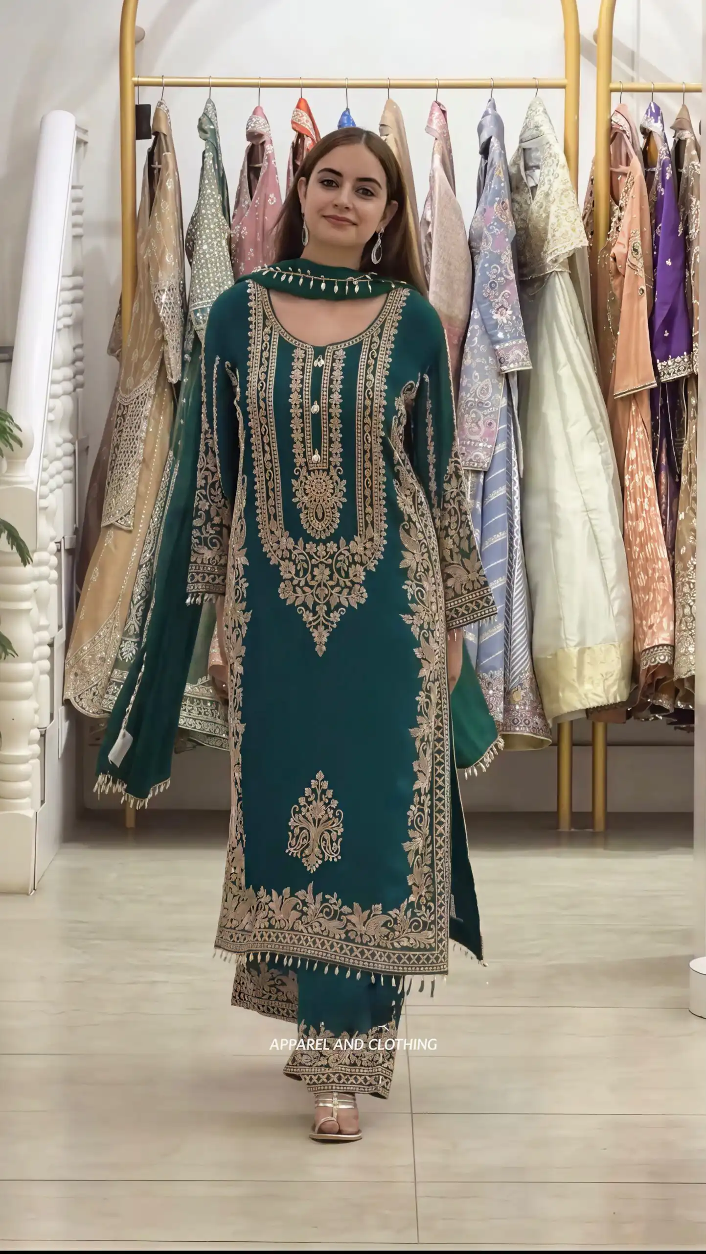 Super Teal Faux Georgette Embroidery Work Salwar Suit