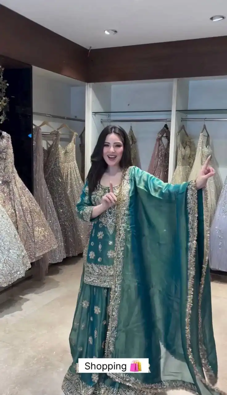 Super Teal NC Zimmy Silk Embroidery Work Salwar Suit