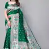 Superb Green Lichi Silk Lace Border Work Saree