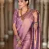 Superb Lavender Lichi Silk Jacquard Border Work Saree