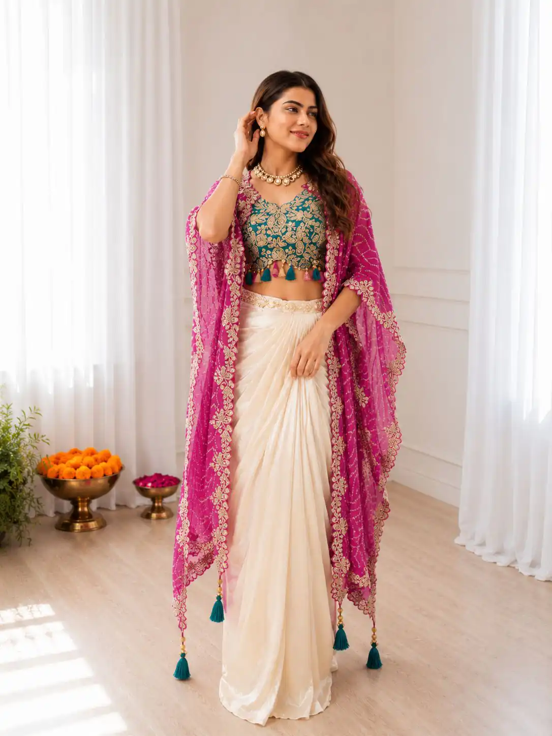 Trendy Pink Crepe Silk Sequins Work Dhoti Suit