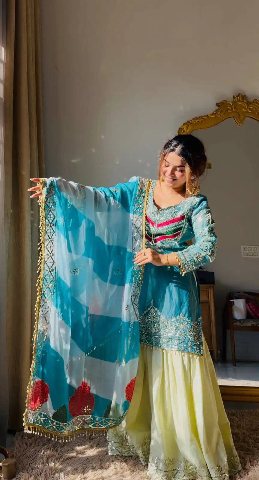 Unique Blue Mox Fendy Embroidery Work Salwar Suit