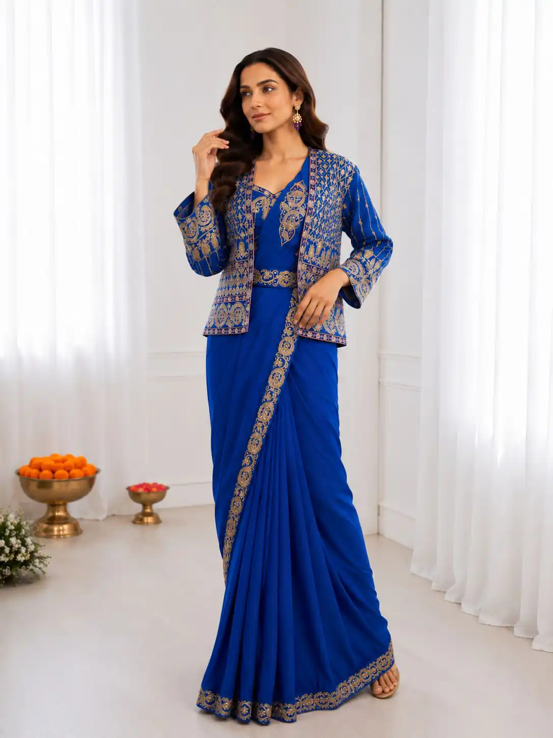 BB 64 Blue Crep Silk Saree with Embroidery Work & Sequins Work. Affordable Price ₹2499. Delivery 4-6 Working Days. Shop now. | Sarees, Bollywood Sarees, Creative Sarees, Designer Sarees, Embroidered Sarees, Ethnic Saree, Modern Digital sarees, Party Wear Sarees