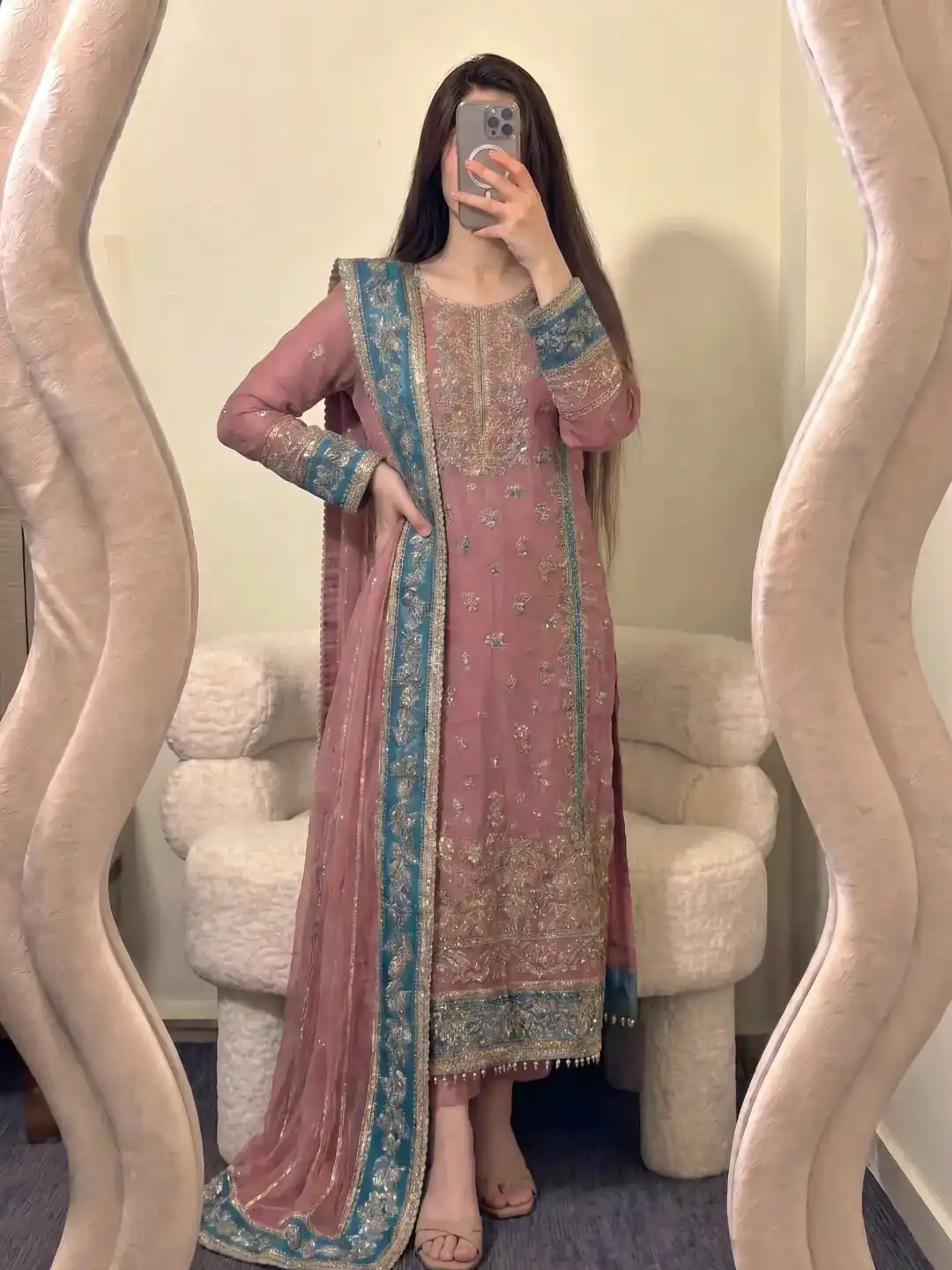 ZSR 3175 Peach Fox Georgette Salwar Suit with Embroidery Work & Sequins Work. Grab it for ₹2399. Delivery 4-6 Working Days. Shop now. | Jump Suits, Salwar suit, Casual Suits, Creative suits, Designer Suits, Palazzo Suits, Party Wear Suits, Patiala Suits, Straight Suits