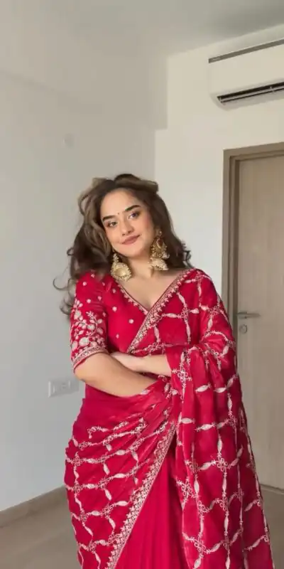 KD 634 Red Color Fendy Silk Saree With Sequins Work. Wedding, Party, Festive, Events Get it for ₹2399. Delivery 4-6 Working Days. Online Best Shop now. | Sarees, Bollywood Sarees, Creative Sarees, Designer Sarees, Embroidered Sarees, Ethnic Saree, Modern Digital sarees, Party Wear Sarees