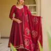 MD 3102 Maroon Colour Roman Silk Salwar Suit with Embroidery Work. Best Price ₹2549. Delivery 4-6 Working Days. Shop now. | Anarkali Suits, Bollywood Anarkali, Creative-Anarkali, Designer Anarkali, Embroidered Anarkali, Party Wear Anarkali