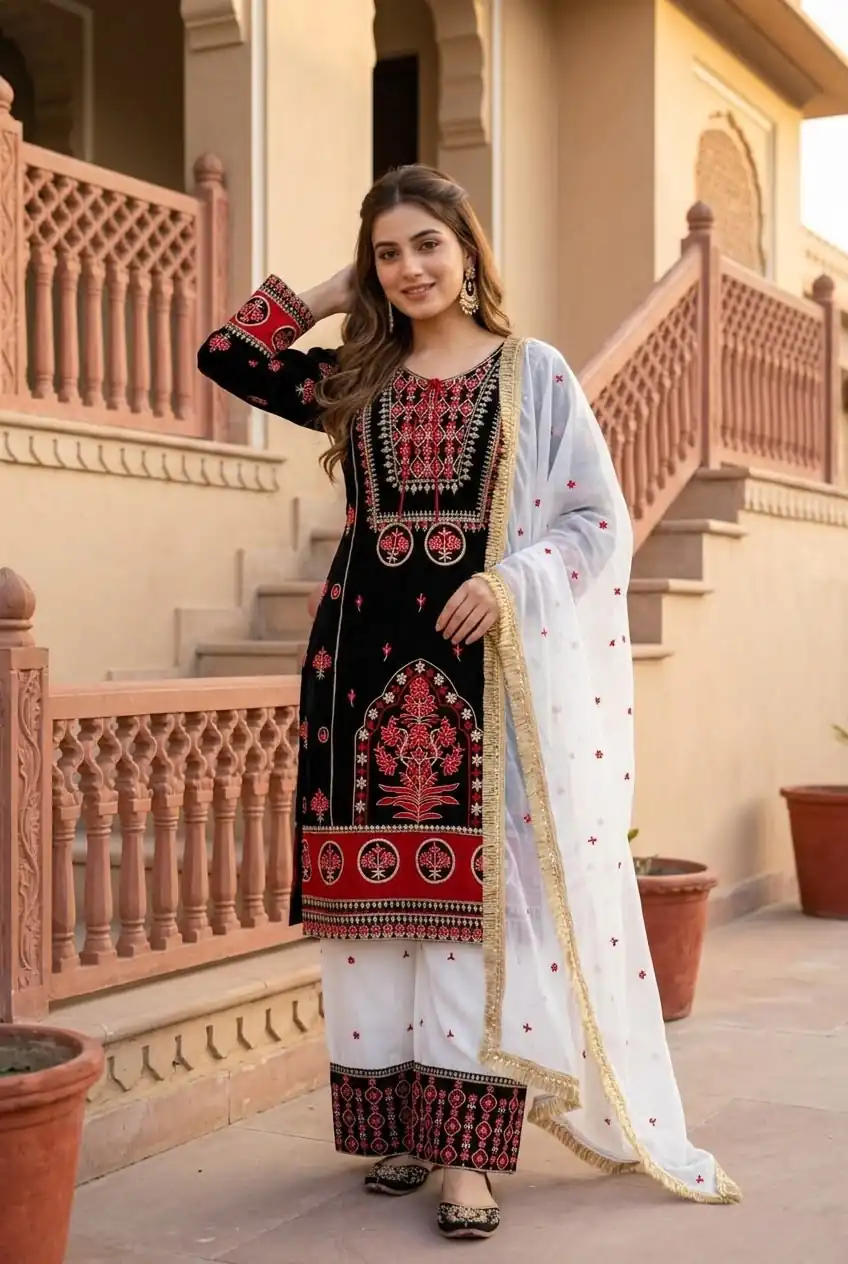 SKF 1731 Black Color Natural Crep Salwar Suit with Embroidery Work. Wedding, Party, Festive, Best Price ₹2149. Delivery 4-6 Working Days. Shop now. | Jump Suits, Salwar suit, Casual Suits, Creative suits, Designer Suits, Palazzo Suits, Party Wear Suits, Patiala Suits, Straight Suits