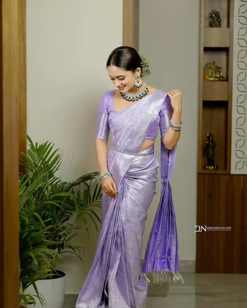 KPR 259 Lavender Soft Lichi Silk Saree with Lace Work & Lace Border. Introductory Price ₹1349. Delivery 4-6 Working Days. Shop now. | Sarees, Bollywood Sarees, Creative Sarees, Designer Sarees, Embroidered Sarees, Ethnic Saree, Modern Digital sarees, Party Wear Sarees