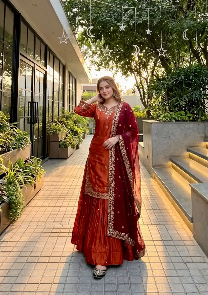MT 1080 Orange Fandy Silk Lehenga Choli. Perfect for Wedding, Party, Engagement, Reception, Haldi – Available at ₹2399 only. Delivery 4-6 Working Da | Lehenga, Bollywood Lehenga, Creative Lehenga, Designer Lehenga, Embroidered Lehenga, Party Wear Lehenga