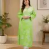 MF 1130 Parrot Green in Colour Poly Cotton Chikenkari Work & Lace Work Kurti . Festive Deal ₹1499. Delivery 4-6 Working Days. Shop now. | Kurti, Bollywood Kurti, Creative Kurtis, Designer Kurti, Party Wear Kurti, Selfie Kurti