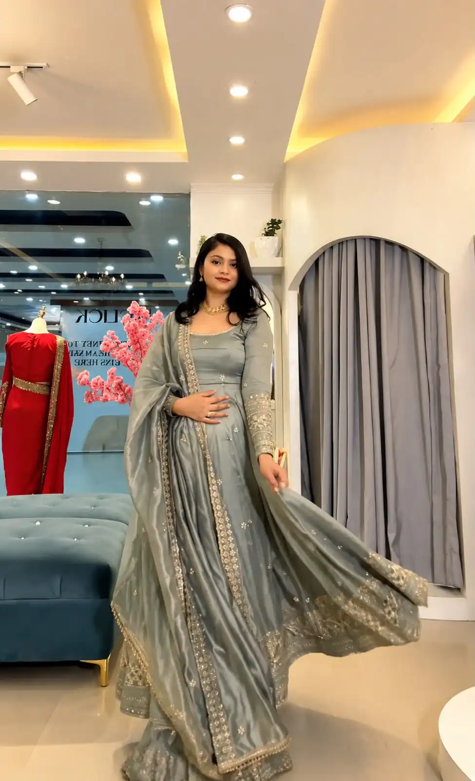 SSR 547 Grey in Crunchy Silk Embroidery Work & Lace Work Gown . Special Price ₹2399. Delivery 4-6 Working Days. Shop now. | Gowns, Bollywood Gowns, Creative Gowns, Designer Gowns, Embroidered Gowns, Party Wear Gowns