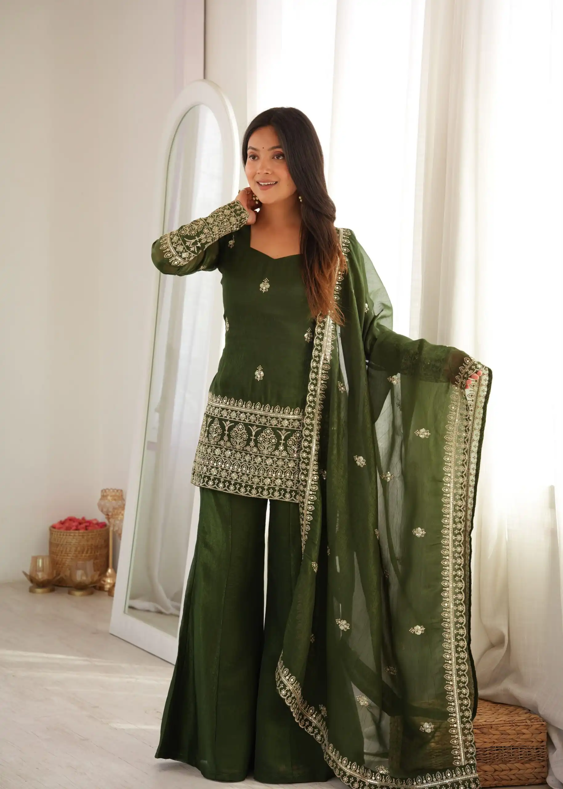 KB 301 Mahendi Crunchy Silk Salwar Suit Perfect for Wedding, Party, Sangeet, Anniversary, Housewarming Introductory Price ₹2049. Delivery 4-6 | Jump Suits, Salwar suit, Casual Suits, Creative suits, Designer Suits, Palazzo Suits, Party Wear Suits, Patiala Suits, Straight Suits